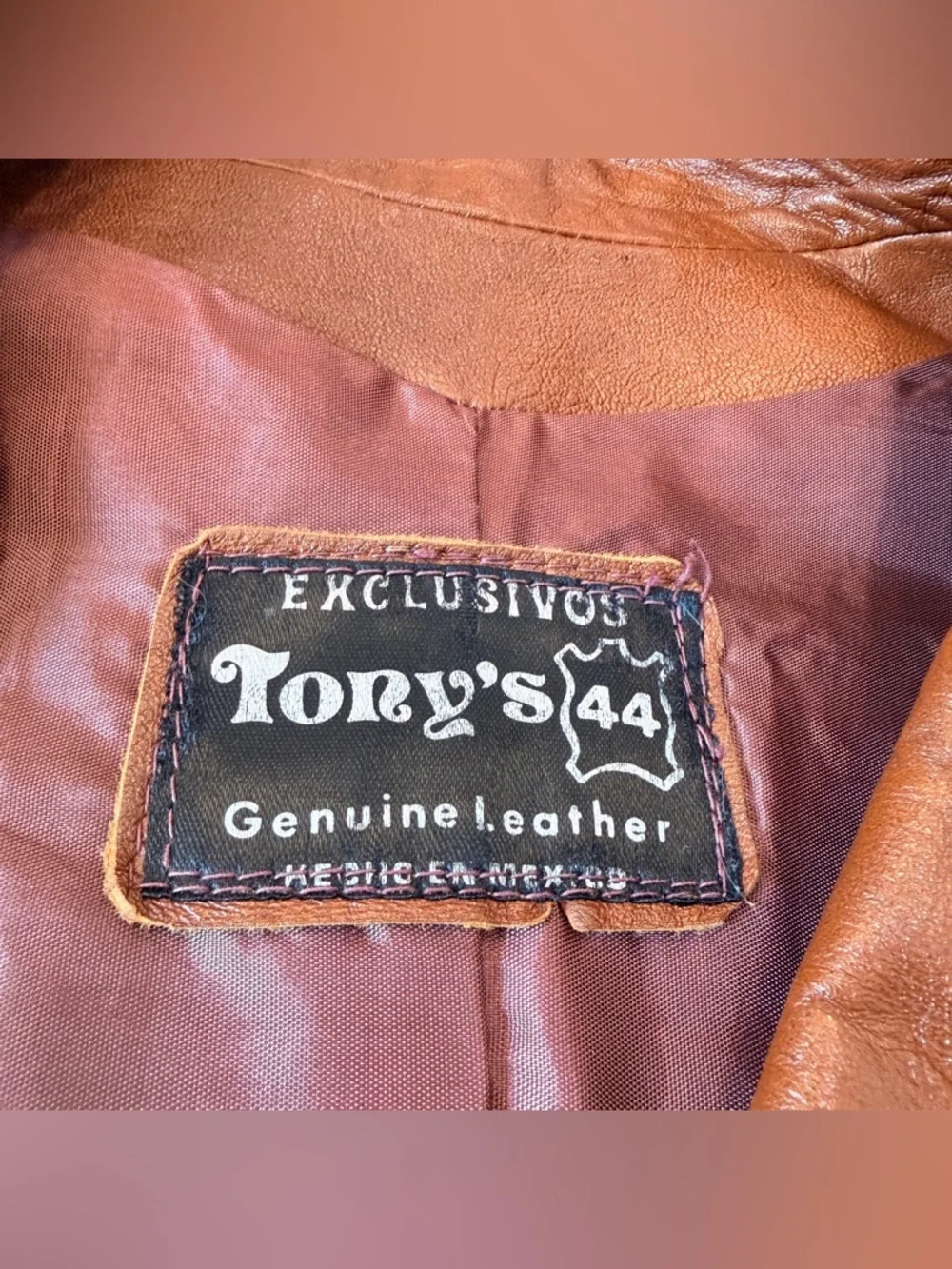 Vintage Tony’s Genuine Brown Leather Jacket Made in Mexico 70s Wide Lapel Unisex